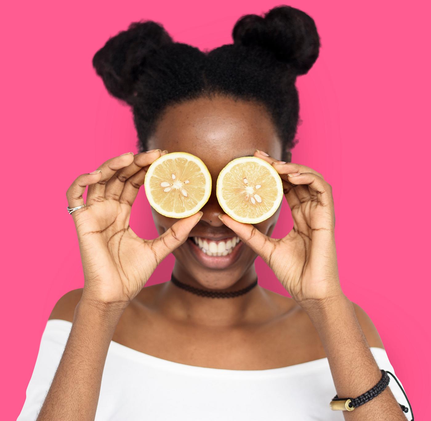 studio, expression, person, people, eyes, cover, woman, pink, cheerful, black, smiling, isolated, fruit, african descent,... studio, expression, person, people, eyes, cover, woman, pink, cheerful, black, smiling, isolated, fruit, african descent,...