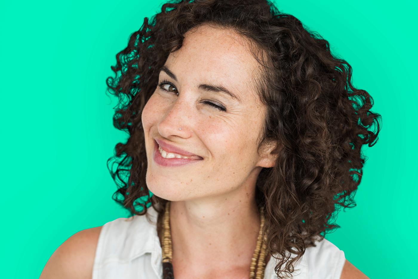 expression, studio, person, people, caucasian, girl, solo, woman, happy, attractive, casual, winking, smile, positive,... expression, studio, person, people, caucasian, girl, solo, woman, happy, attractive, casual, winking, smile, positive,...