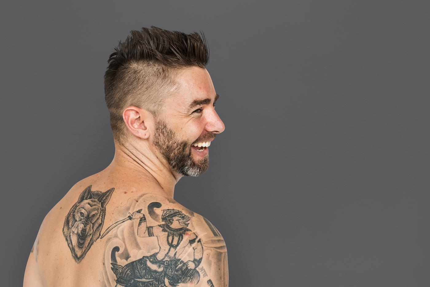 adult, back, back shot, back view, background, bare chest, beard, caucasian, cheerful, design, emotion, expression, facial,... adult, back, back shot, back view, background, bare chest, beard, caucasian, cheerful, design, emotion, expression, facial,...