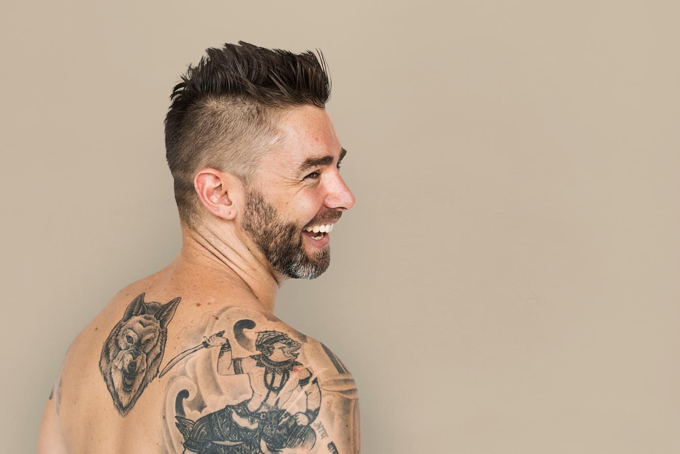 adult, back, back shot, back view, background, bare chest, beard, caucasian, cheerful, design, emotion, expression, facial,... adult, back, back shot, back view, background, bare chest, beard, caucasian, cheerful, design, emotion, expression, facial,...