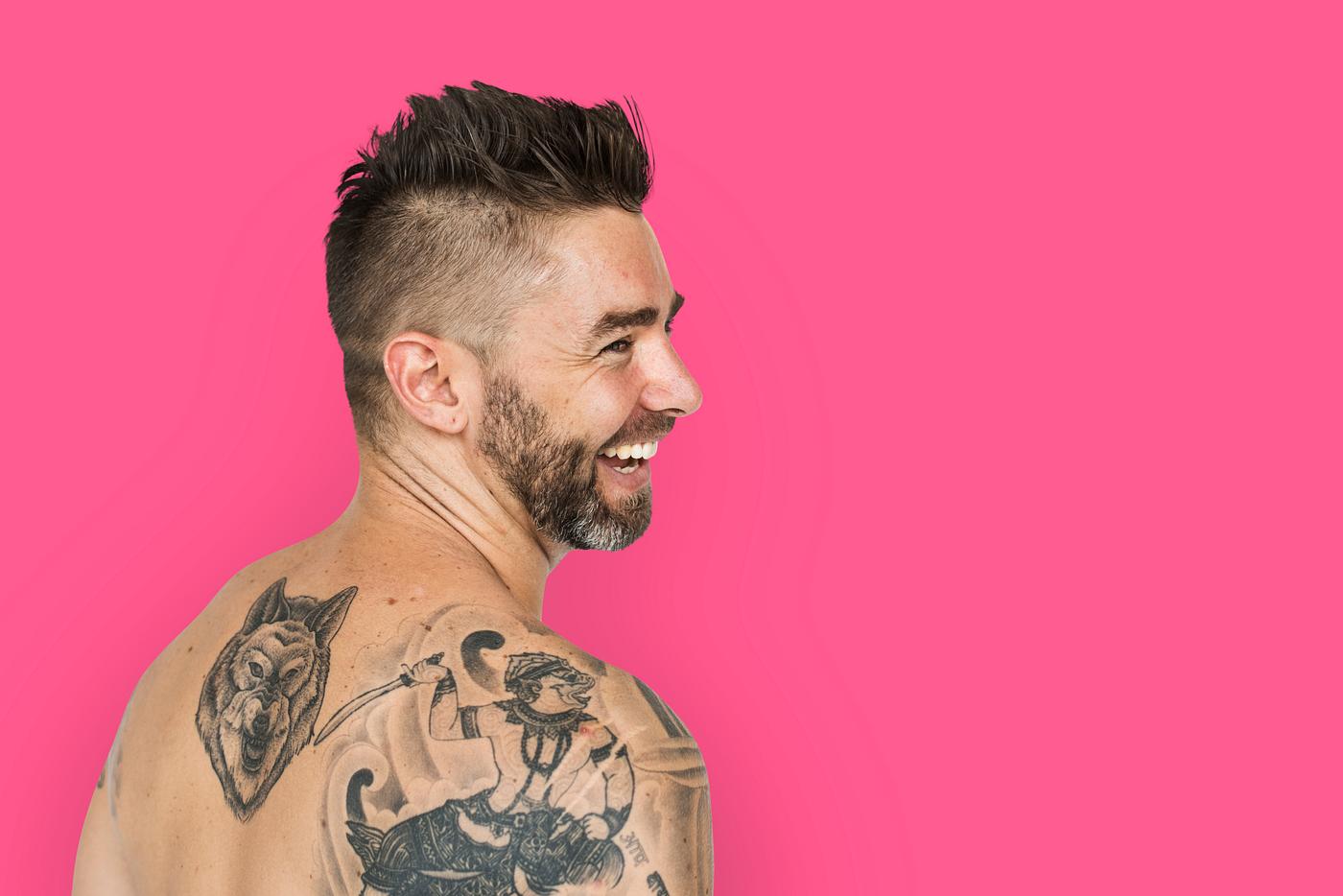 adult, back, back shot, back view, background, bare chest, beard, caucasian, cheerful, design, emotion, expression, facial,... adult, back, back shot, back view, background, bare chest, beard, caucasian, cheerful, design, emotion, expression, facial,...