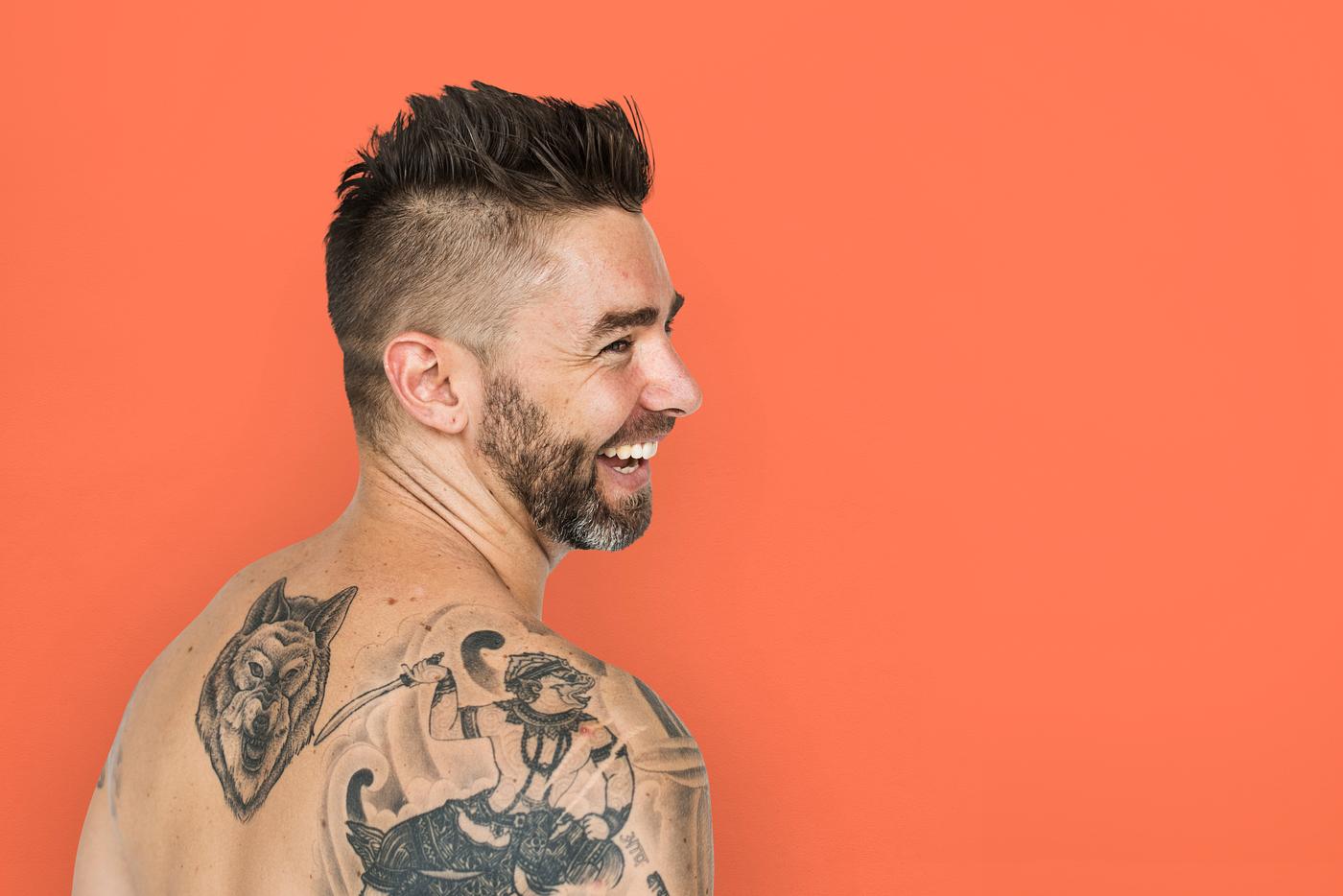 adult, back, back shot, back view, background, bare chest, beard, caucasian, cheerful, design, emotion, expression, facial,... adult, back, back shot, back view, background, bare chest, beard, caucasian, cheerful, design, emotion, expression, facial,...