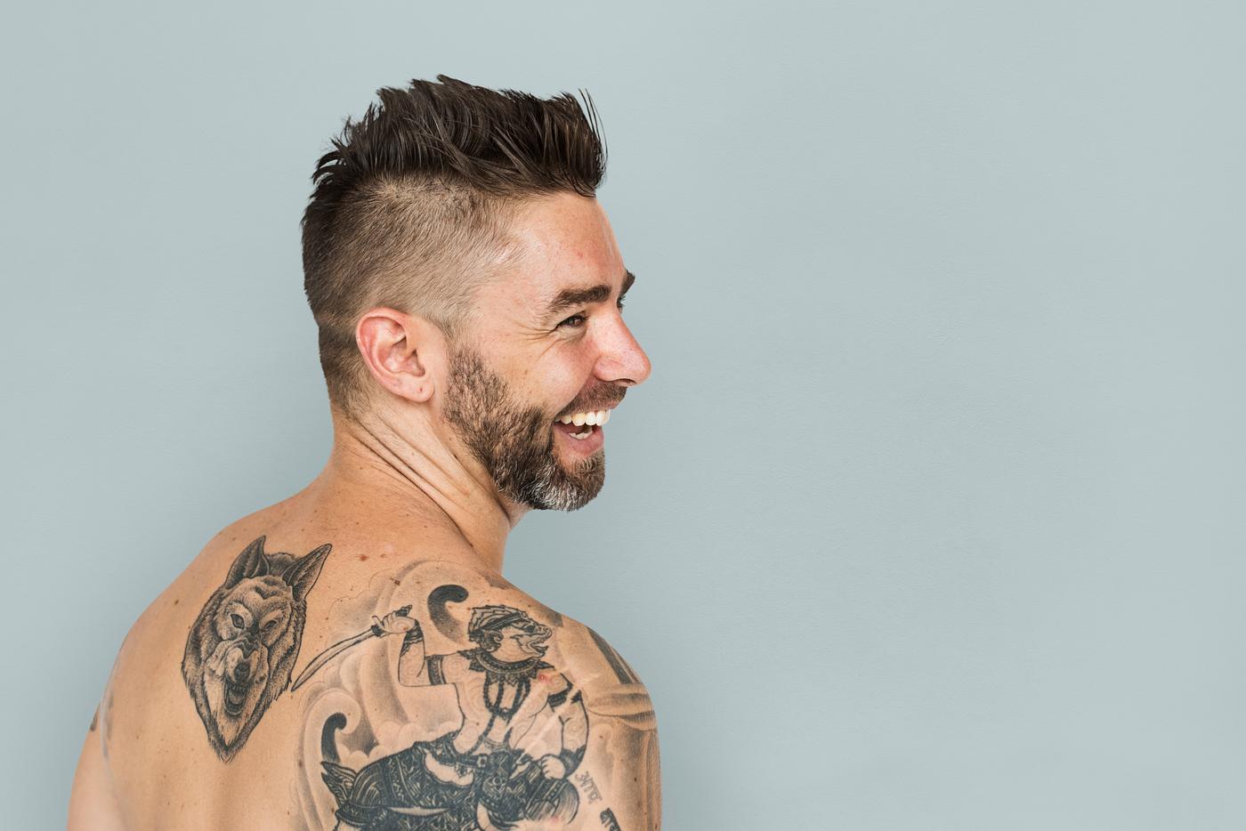 adult, back, back shot, back view, background, bare chest, beard, caucasian, cheerful, design, emotion, expression, facial,... adult, back, back shot, back view, background, bare chest, beard, caucasian, cheerful, design, emotion, expression, facial,...