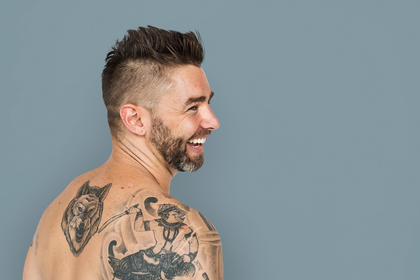 adult, back, back shot, back view, background, bare chest, beard, caucasian, cheerful, design, emotion, expression, facial,... adult, back, back shot, back view, background, bare chest, beard, caucasian, cheerful, design, emotion, expression, facial,...