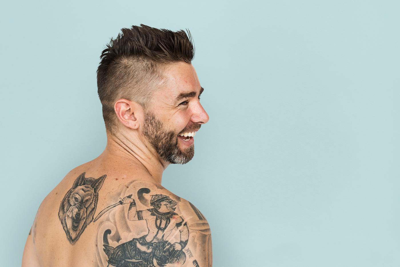 adult, back, back shot, back view, background, bare chest, beard, caucasian, cheerful, design, emotion, expression, facial,... adult, back, back shot, back view, background, bare chest, beard, caucasian, cheerful, design, emotion, expression, facial,...