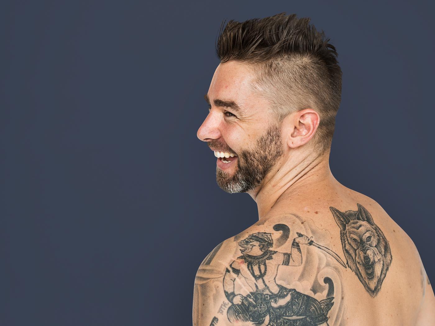 adult, back, back shot, back view, background, bare chest, beard, caucasian, cheerful, design, emotion, expression, facial,... adult, back, back shot, back view, background, bare chest, beard, caucasian, cheerful, design, emotion, expression, facial,...
