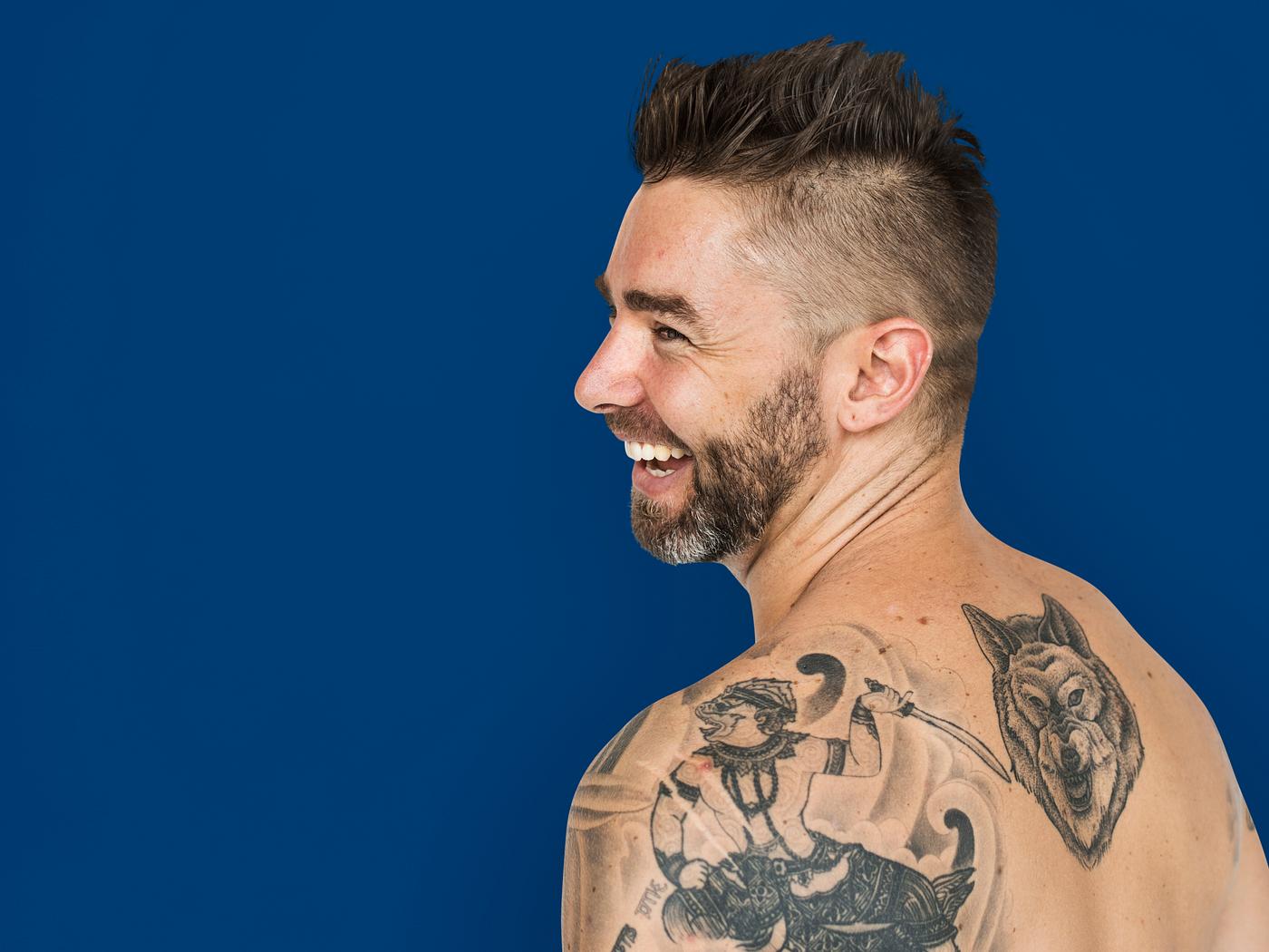 adult, back, back shot, back view, background, bare chest, beard, caucasian, cheerful, design, emotion, expression, facial,... adult, back, back shot, back view, background, bare chest, beard, caucasian, cheerful, design, emotion, expression, facial,...