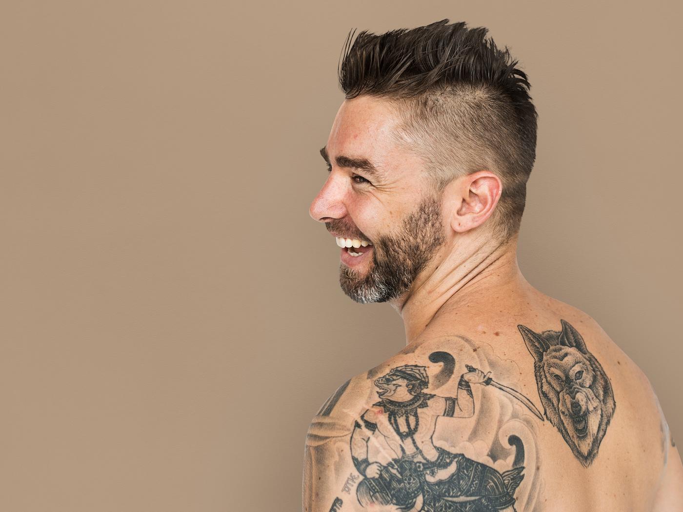 adult, back, back shot, back view, background, bare chest, beard, caucasian, cheerful, design, emotion, expression, facial,... adult, back, back shot, back view, background, bare chest, beard, caucasian, cheerful, design, emotion, expression, facial,...