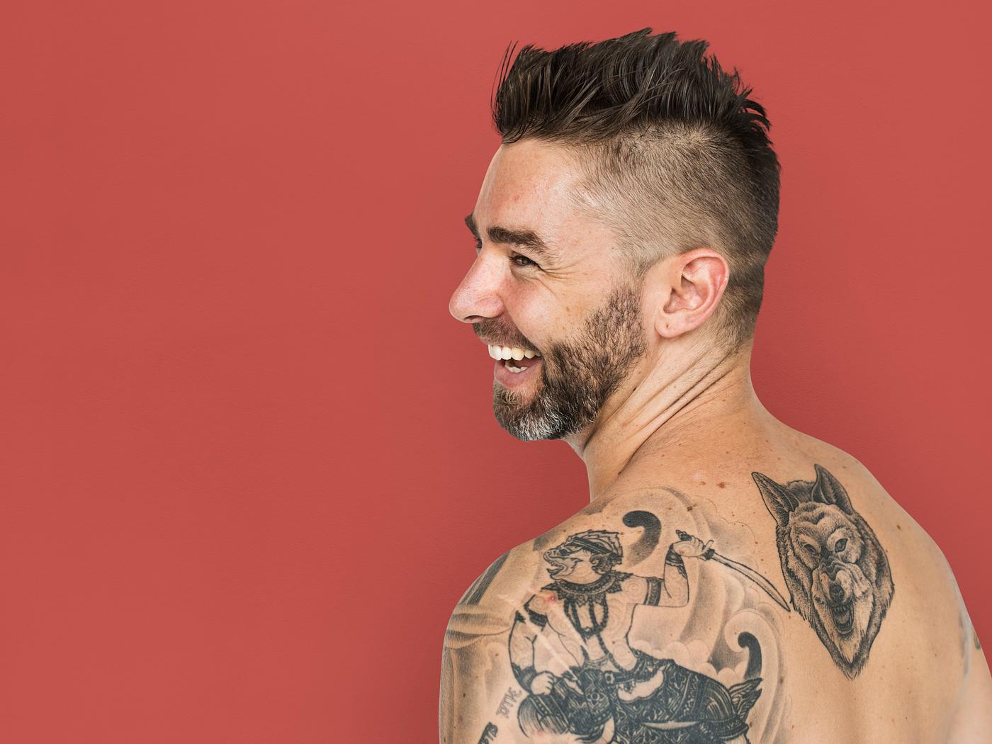 adult, back, back shot, back view, background, bare chest, beard, caucasian, cheerful, design, emotion, expression, facial,... adult, back, back shot, back view, background, bare chest, beard, caucasian, cheerful, design, emotion, expression, facial,...