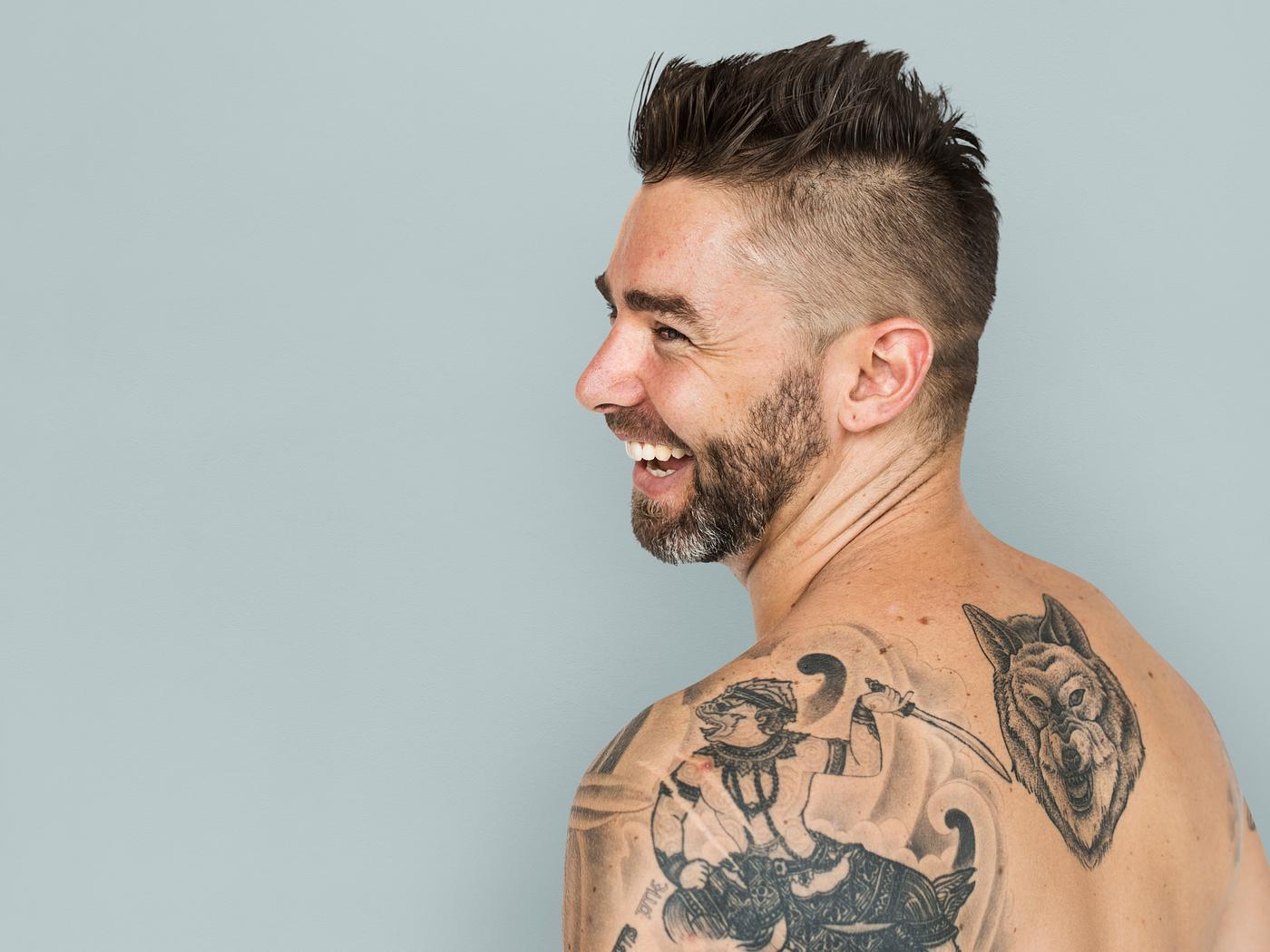 adult, back, back shot, back view, background, bare chest, beard, caucasian, cheerful, design, emotion, expression, facial,... adult, back, back shot, back view, background, bare chest, beard, caucasian, cheerful, design, emotion, expression, facial,...