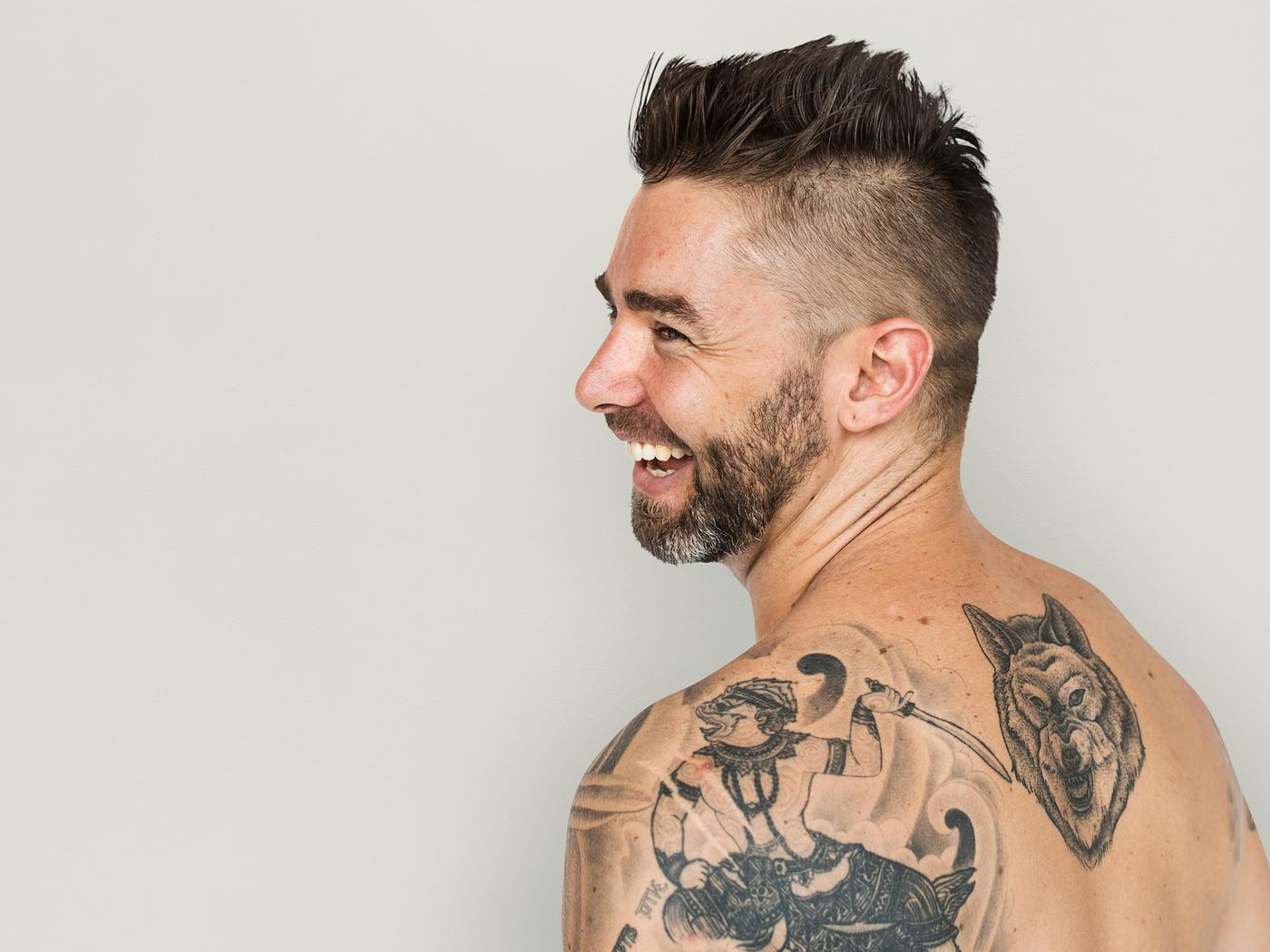 adult, back, back shot, back view, background, bare chest, beard, caucasian, cheerful, design, emotion, expression, facial,... adult, back, back shot, back view, background, bare chest, beard, caucasian, cheerful, design, emotion, expression, facial,...