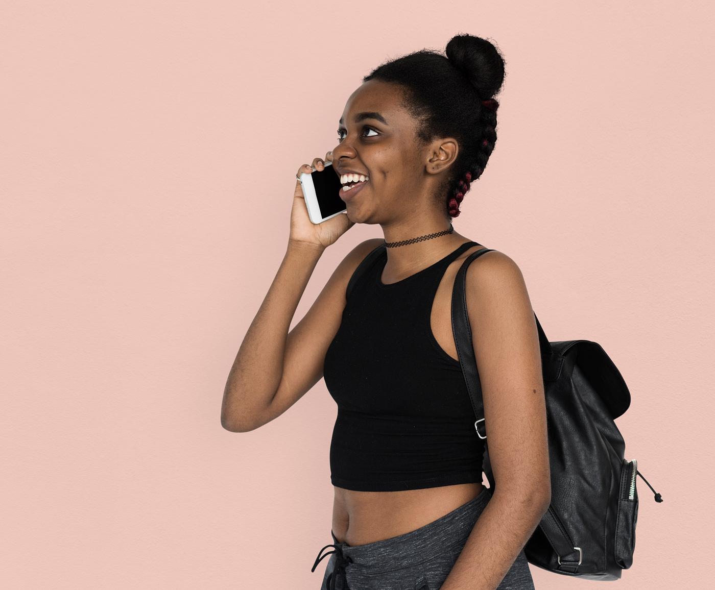 studio, call, person, calling, people, teenage, girl, young adult, side, hands, happy, woman, teenager, cell phone, smile,... studio, call, person, calling, people, teenage, girl, young adult, side, hands, happy, woman, teenager, cell phone, smile,...