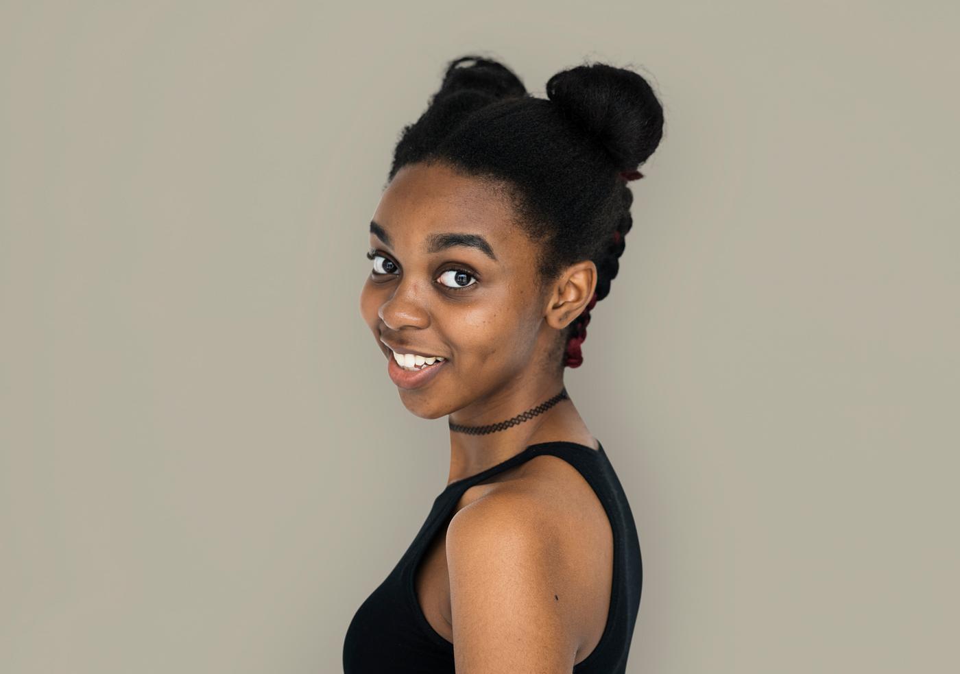 expression, studio, person, people, woman, smile, cheerful, smiling, isolated, buns, african descent, happiness, portrait,... expression, studio, person, people, woman, smile, cheerful, smiling, isolated, buns, african descent, happiness, portrait,...