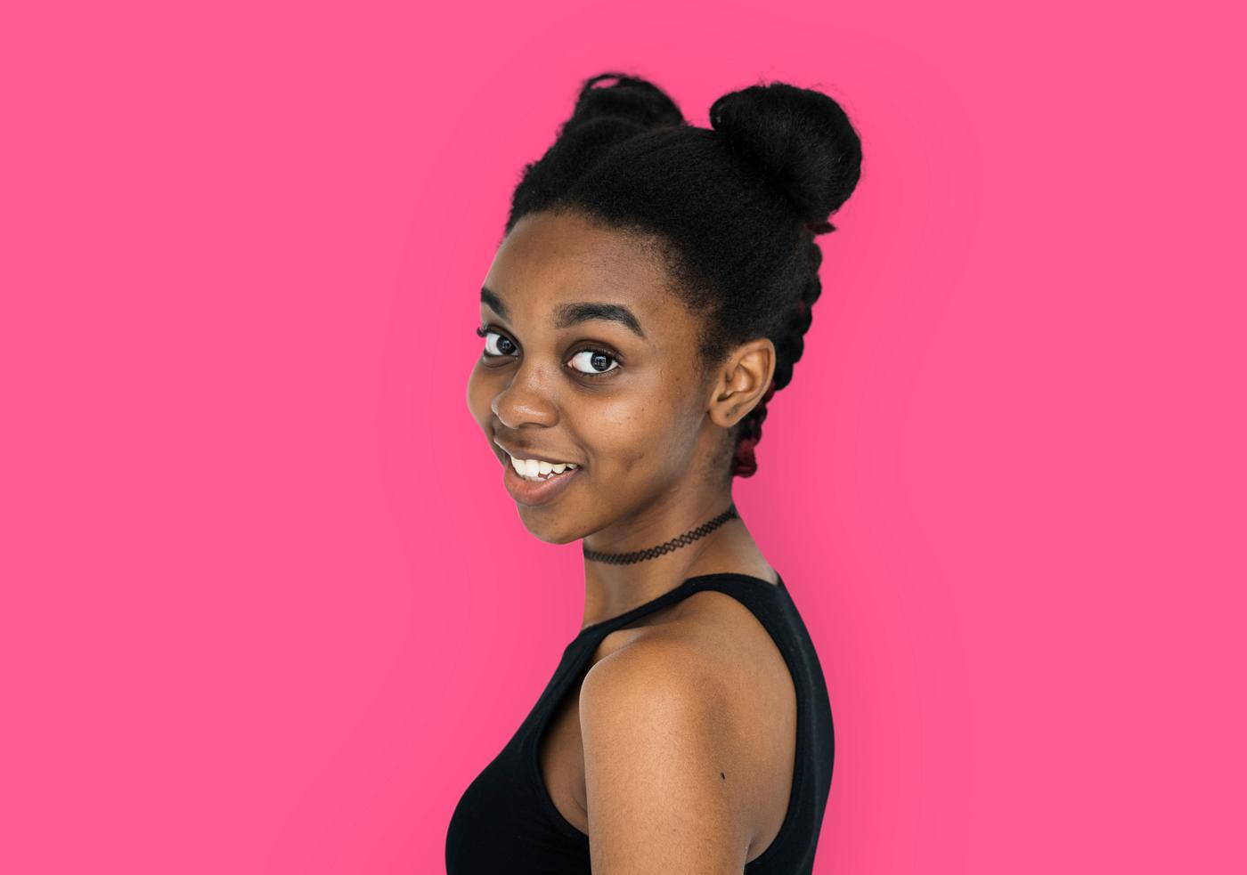 expression, studio, person, people, woman, pink, smile, cheerful, smiling, isolated, buns, african descent, happiness,... expression, studio, person, people, woman, pink, smile, cheerful, smiling, isolated, buns, african descent, happiness,...