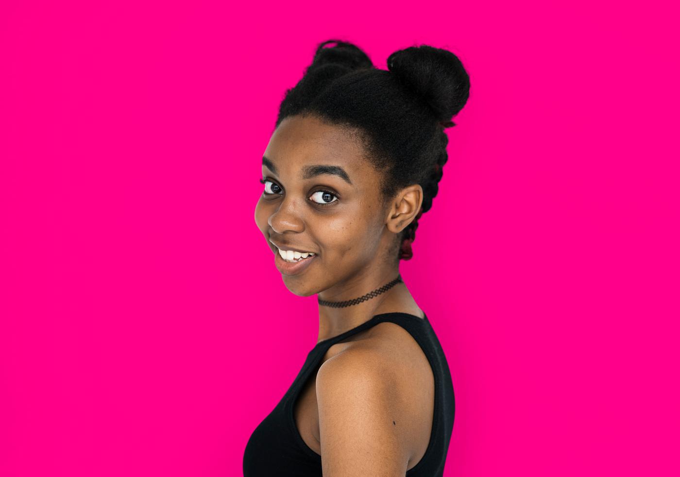 expression, studio, person, people, woman, pink, smile, cheerful, smiling, isolated, buns, african descent, happiness,... expression, studio, person, people, woman, pink, smile, cheerful, smiling, isolated, buns, african descent, happiness,...
