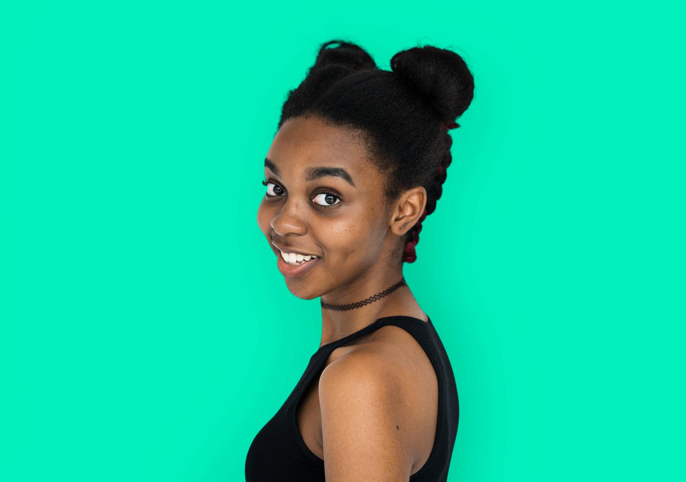 expression, studio, person, people, woman, smile, cheerful, smiling, isolated, buns, african descent, happiness, portrait,... expression, studio, person, people, woman, smile, cheerful, smiling, isolated, buns, african descent, happiness, portrait,...