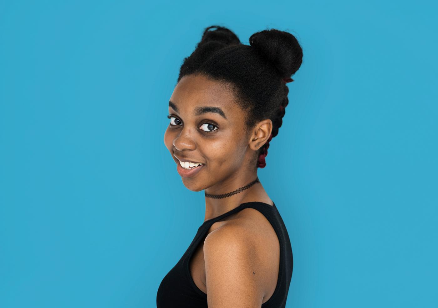expression, studio, person, people, woman, smile, cheerful, smiling, isolated, buns, african descent, happiness, portrait,... expression, studio, person, people, woman, smile, cheerful, smiling, isolated, buns, african descent, happiness, portrait,...