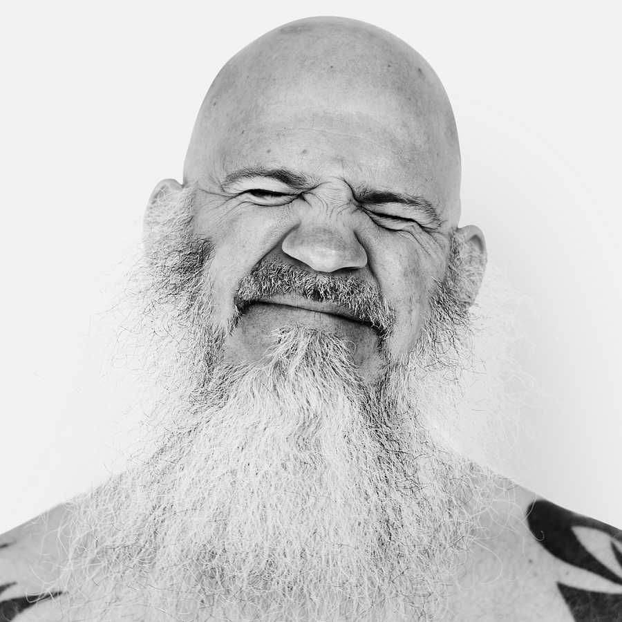 Portrait of an American man Portrait of an American man - america, american, art, bald, beard, black and white, closeup, emotion, expression, face…