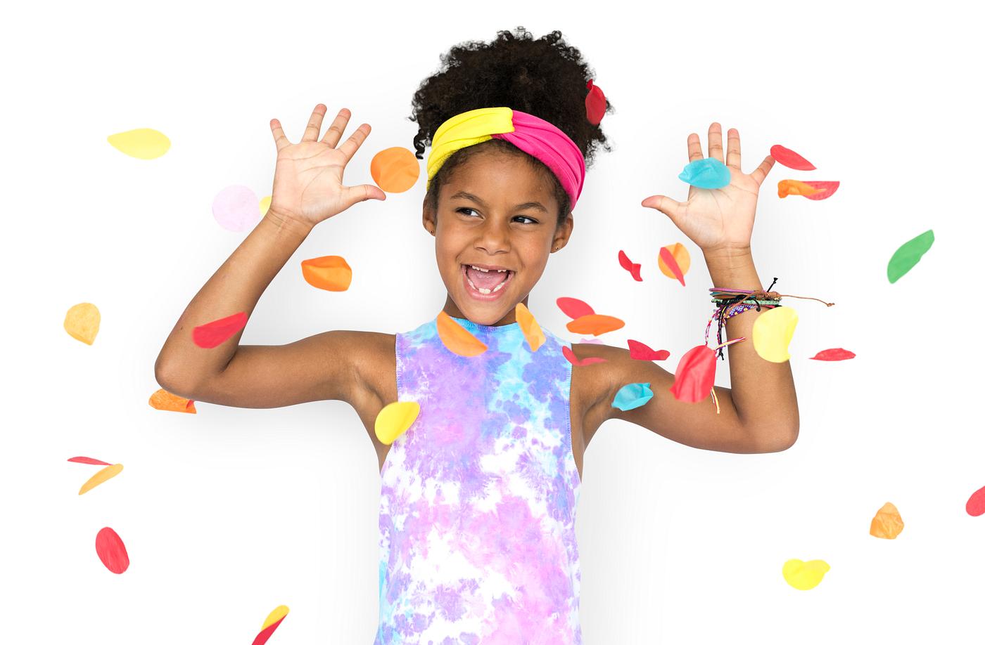 adorable, african descent, arms raised, background, celebration, charming, cheerful, child, childhood, confetti, cute,... adorable, african descent, arms raised, background, celebration, charming, cheerful, child, childhood, confetti, cute,...