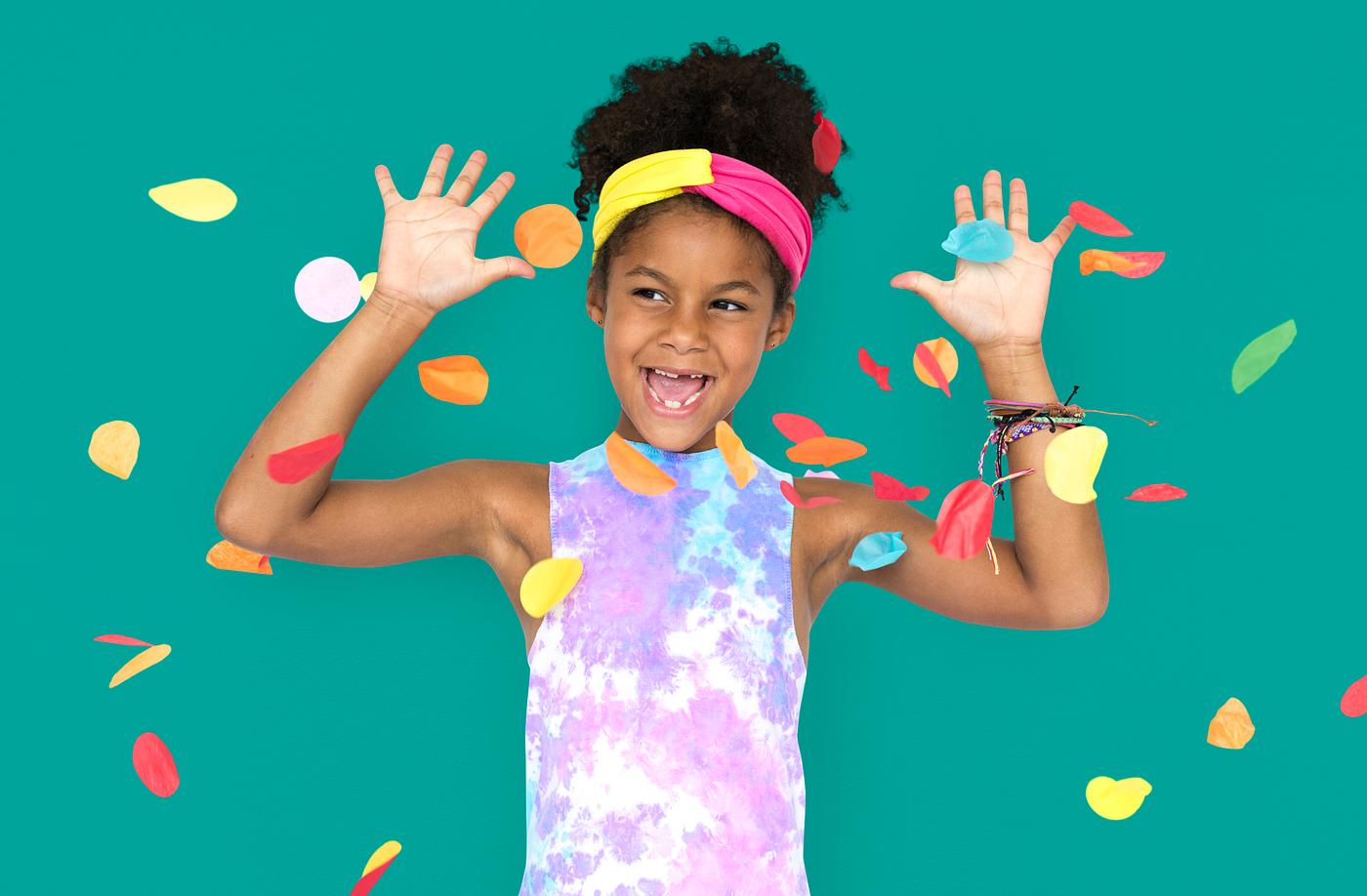 adorable, african descent, arms raised, background, celebration, charming, cheerful, child, childhood, confetti, cute,... adorable, african descent, arms raised, background, celebration, charming, cheerful, child, childhood, confetti, cute,...