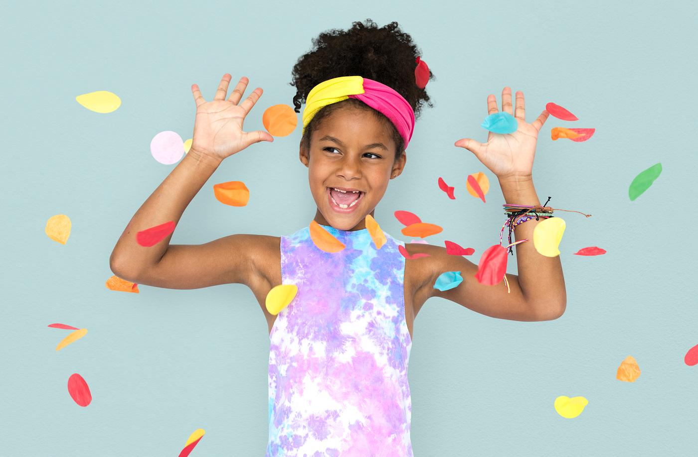 happy, child, adorable, african descent, arms raised, background, blue, celebration, charming, cheerful, childhood, confetti... happy, child, adorable, african descent, arms raised, background, blue, celebration, charming, cheerful, childhood, confetti...