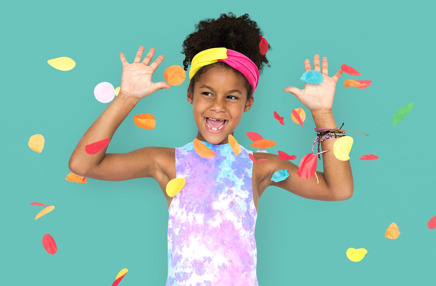 adorable, african descent, arms raised, background, celebration, charming, cheerful, child, childhood, confetti, cute,... adorable, african descent, arms raised, background, celebration, charming, cheerful, child, childhood, confetti, cute,...