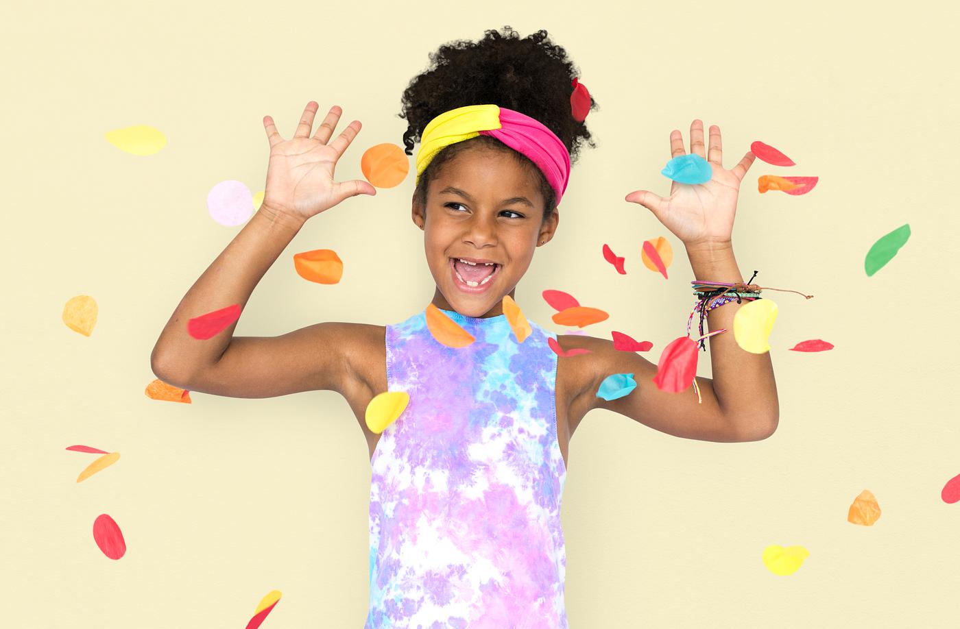 adorable, african descent, arms raised, background, celebration, charming, cheerful, child, childhood, confetti, cute,... adorable, african descent, arms raised, background, celebration, charming, cheerful, child, childhood, confetti, cute,...