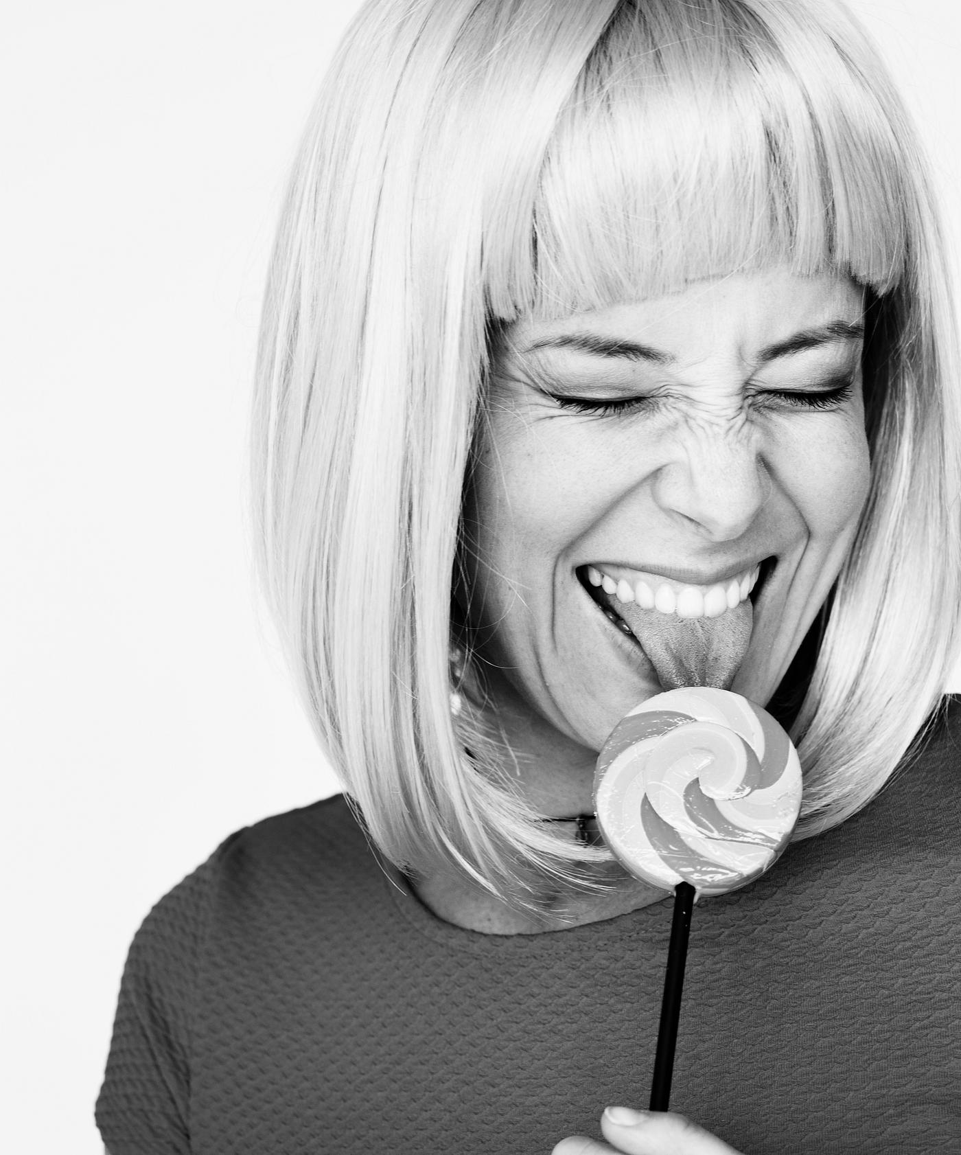 Portrait of a woman with a lollipop Portrait of a woman with a lollipop