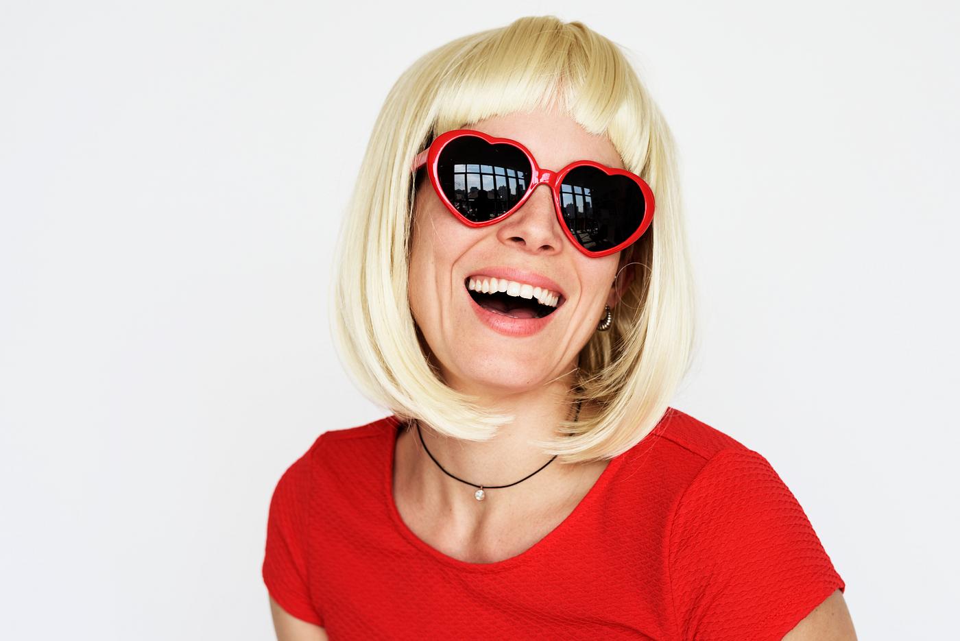 Portrait of a woman in a blonde wig Portrait of a woman in a blonde wig
