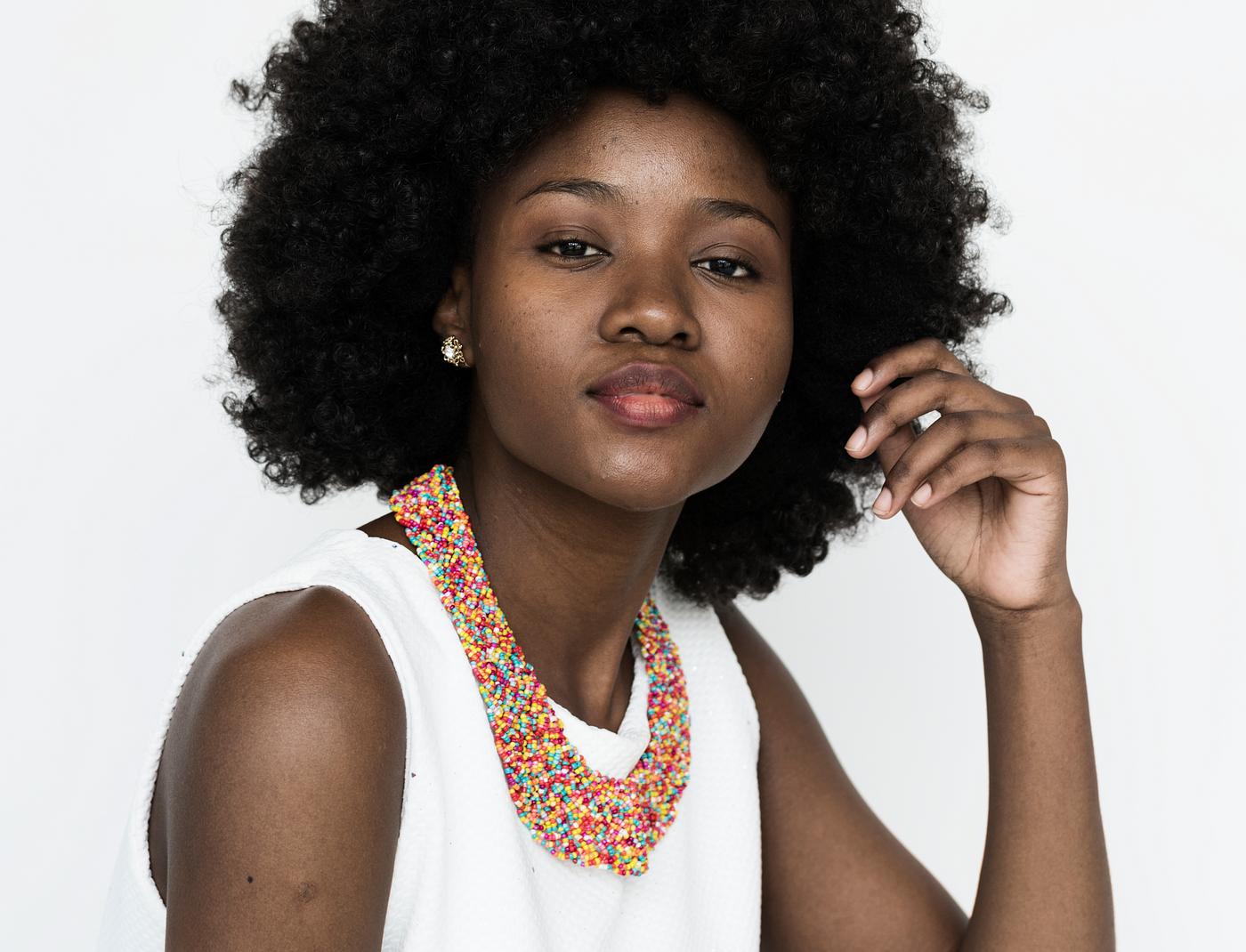 Portrait of a girl with big afro hair Portrait of a girl with big afro hair