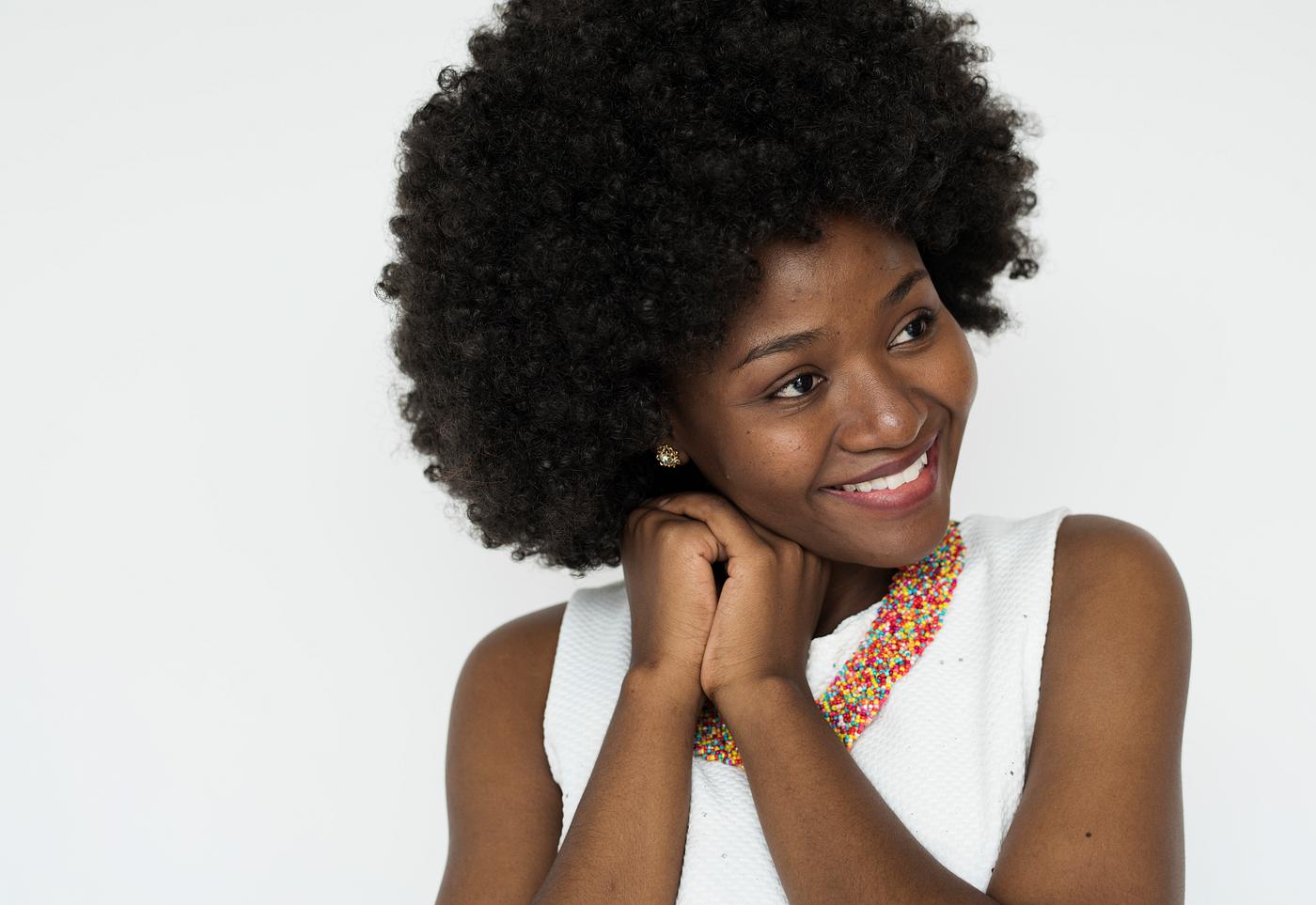 Portrait of a girl with big afro hair Portrait of a girl with big afro hair