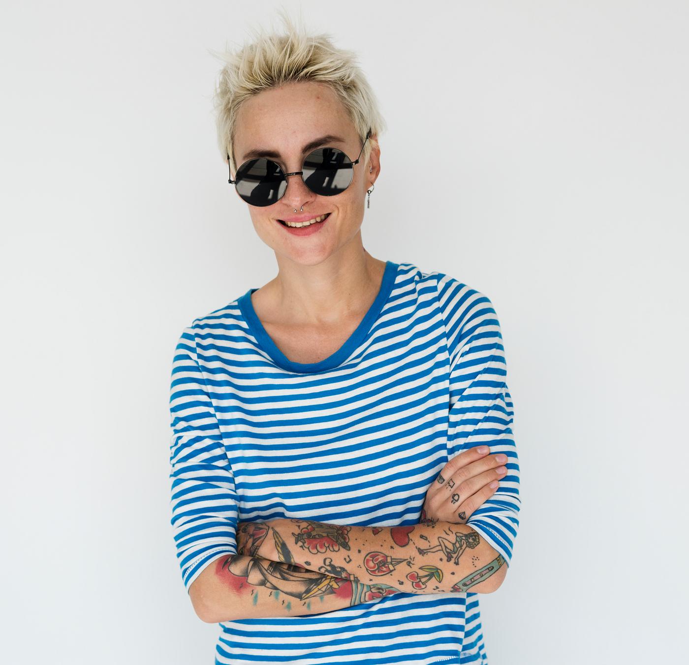 Portrait of a woman with short blonde hair - tomboy, background, blonde, casual, caucasian, cool, descent, emotion,... Portrait of a woman with short blonde hair - tomboy, background, blonde, casual, caucasian, cool, descent, emotion,...