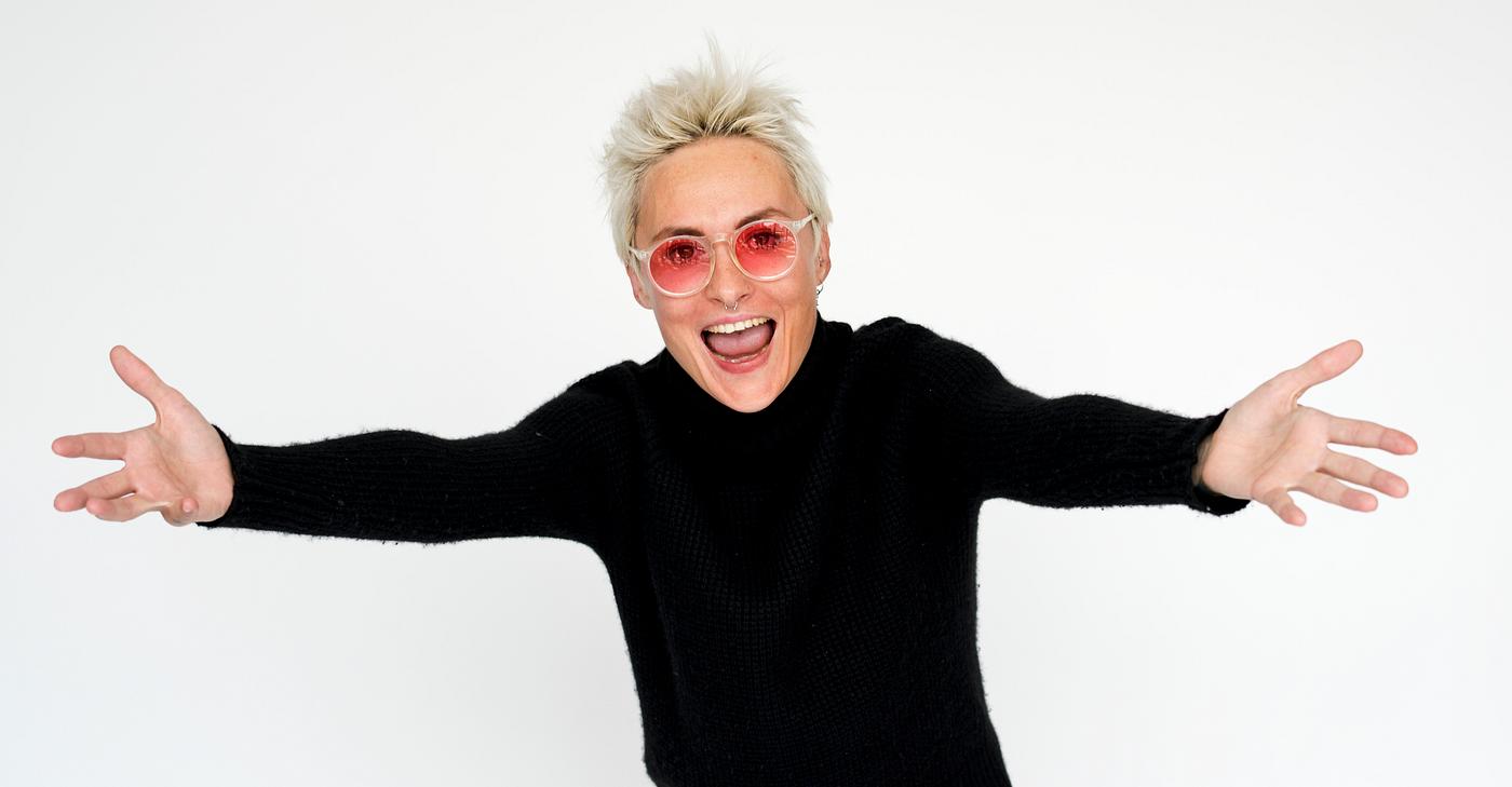 Portrait of a woman with short blonde hair Portrait of a woman with short blonde hair