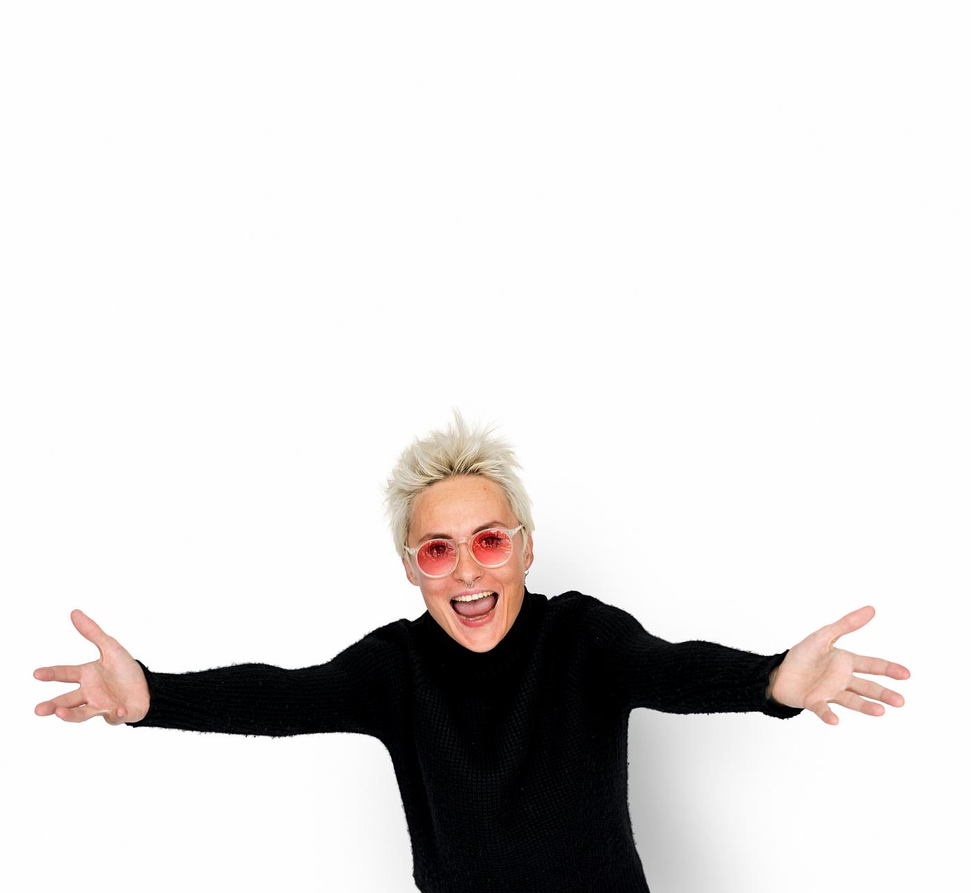Portrait of a woman with short blonde hair Portrait of a woman with short blonde hair
