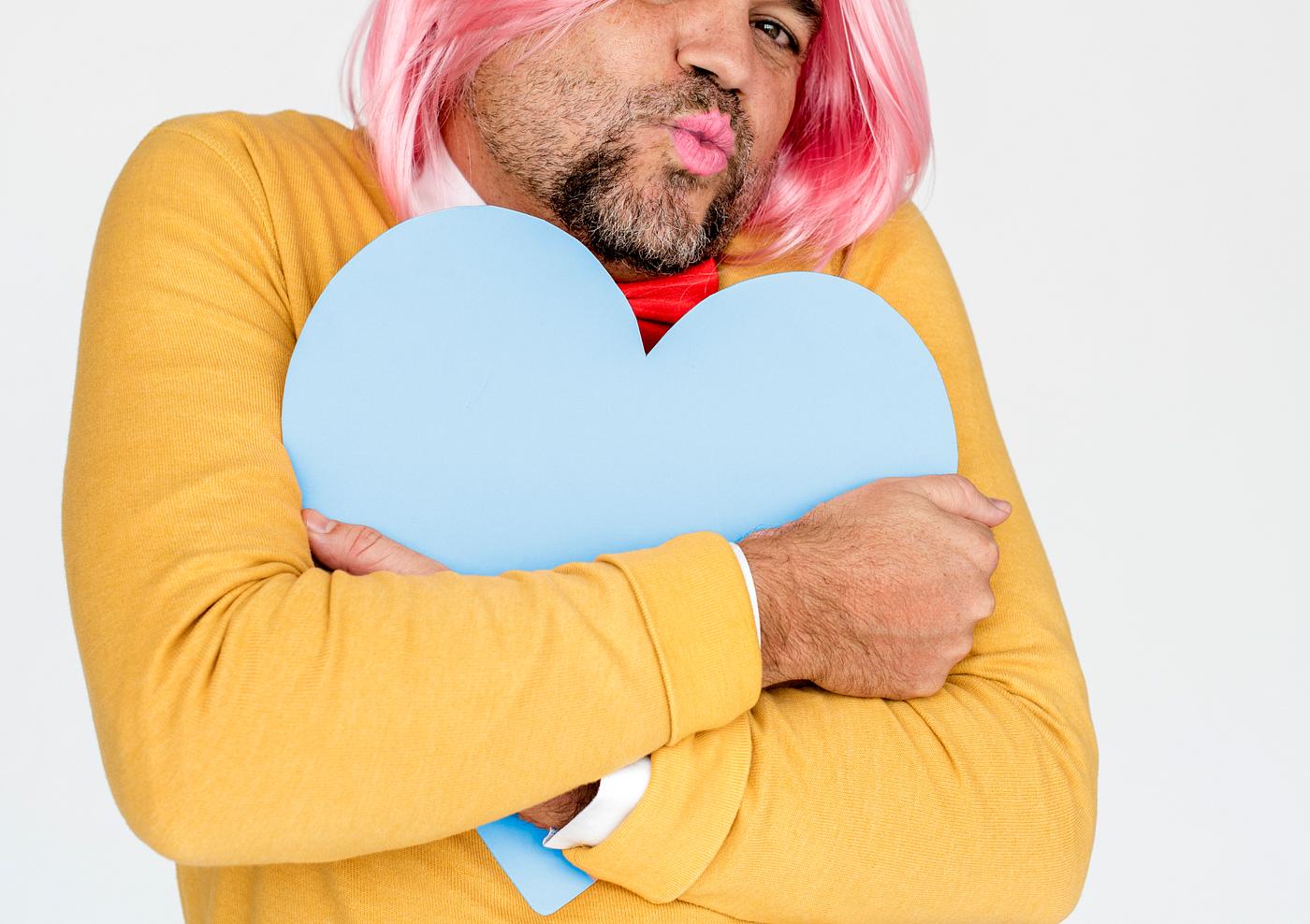 studio, model, person, people, race, solo, style, casual, lifestyle, pink, man, isolated, wig, heart, guy, male, gesture,... studio, model, person, people, race, solo, style, casual, lifestyle, pink, man, isolated, wig, heart, guy, male, gesture,...
