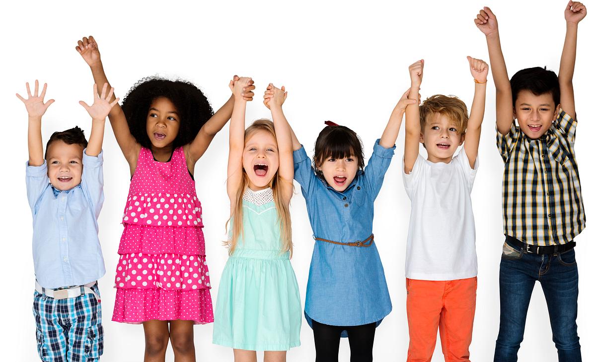 Little Children Friends Hands Up
