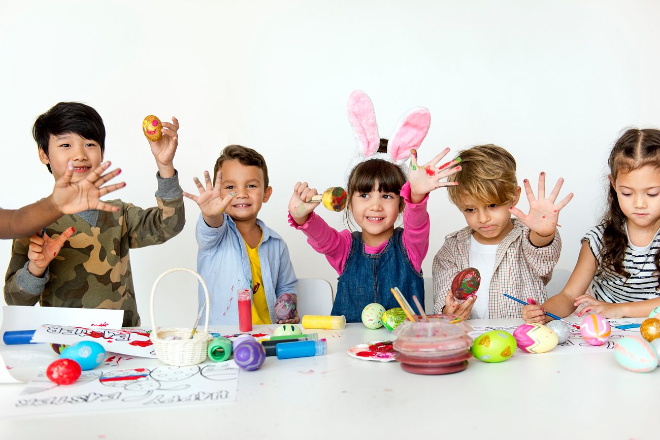 Group Of Kids Painting Easter Eggs Royalty Free Photo 226739