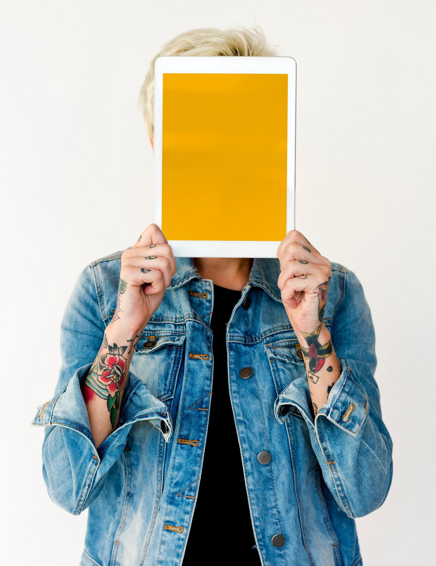 yellow, adult, background, blank, casual, connection, copy space, cover, cover face, digital tablet, female, girl, holding,... yellow, adult, background, blank, casual, connection, copy space, cover, cover face, digital tablet, female, girl, holding,...