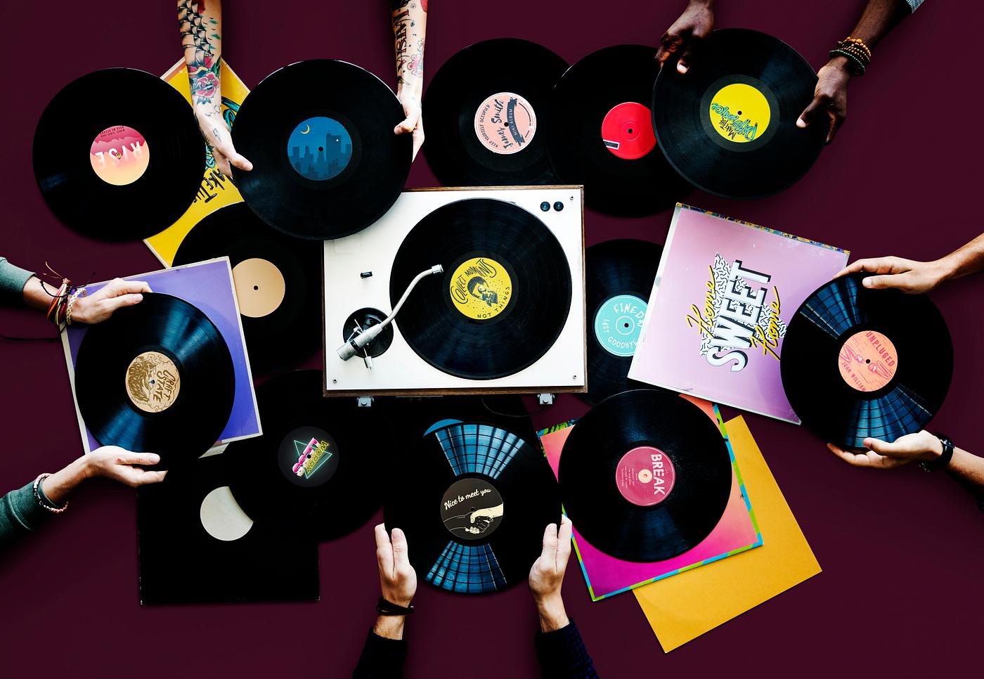 A pile of old school vinyls - aerial, albums, analog, analogue, audio, background, classic, collection, disco, disk,... A pile of old school vinyls - aerial, albums, analog, analogue, audio, background, classic, collection, disco, disk,...