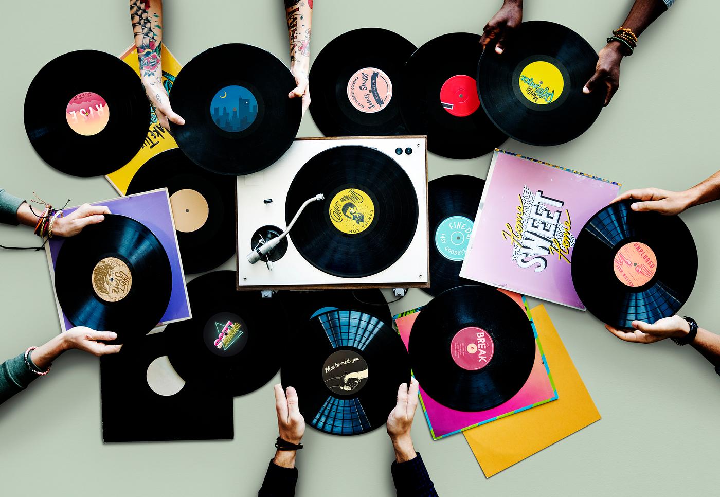 A pile of old school vinyls A pile of old school vinyls