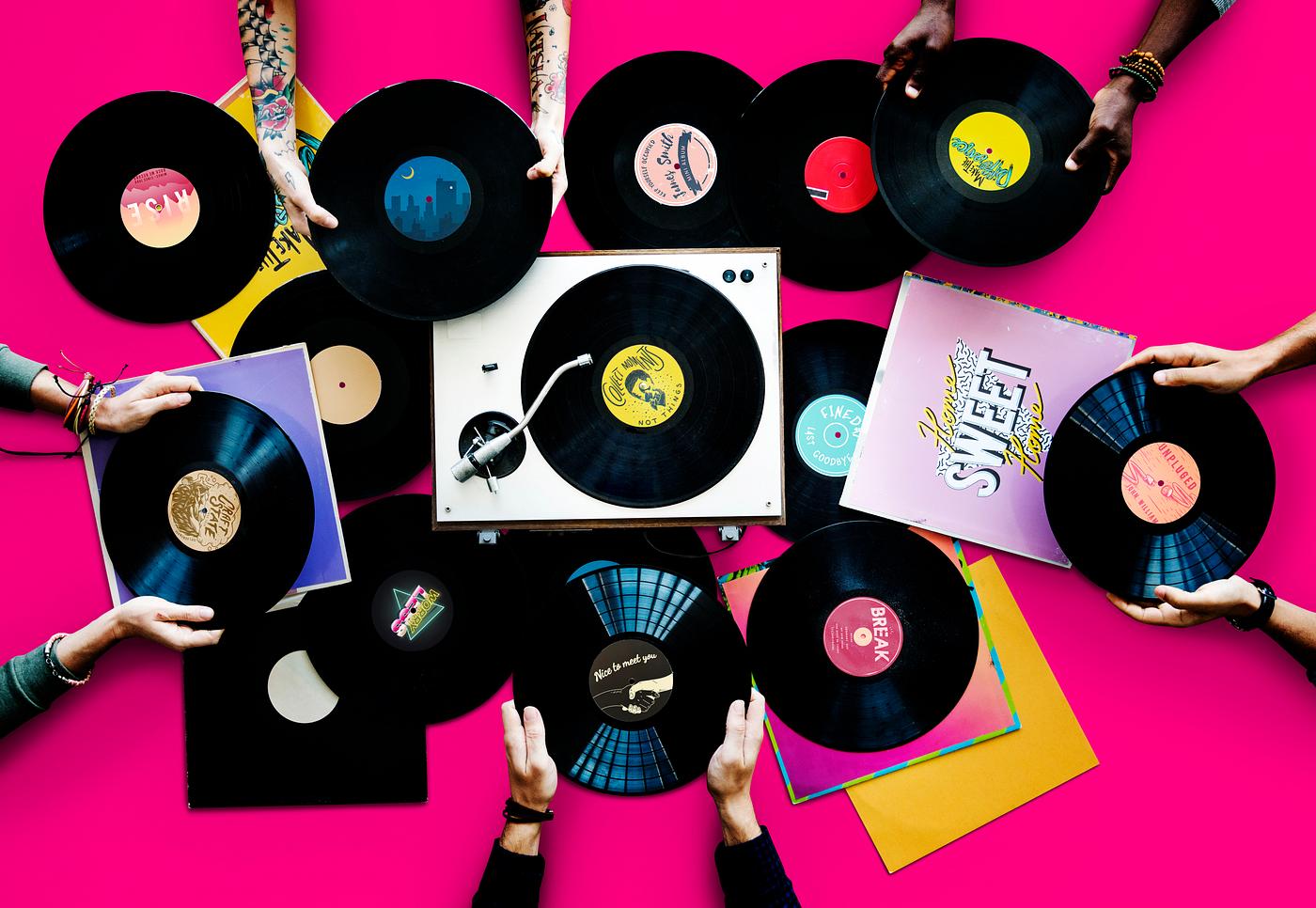 A pile of old school vinyls - aerial, albums, analog, analogue, audio, background, classic, collection, disco, disk,... A pile of old school vinyls - aerial, albums, analog, analogue, audio, background, classic, collection, disco, disk,...