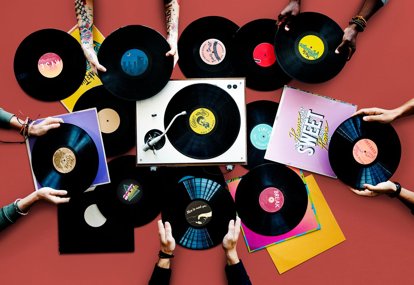 A pile of old school vinyls A pile of old school vinyls