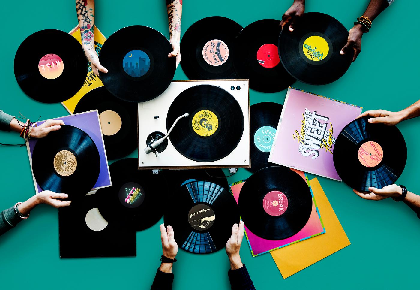 A pile of old school vinyls - aerial, albums, analog, analogue, audio, background, classic, collection, disco, disk,... A pile of old school vinyls - aerial, albums, analog, analogue, audio, background, classic, collection, disco, disk,...