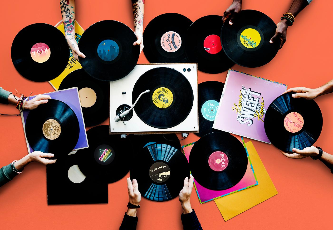 A pile of old school vinyls A pile of old school vinyls