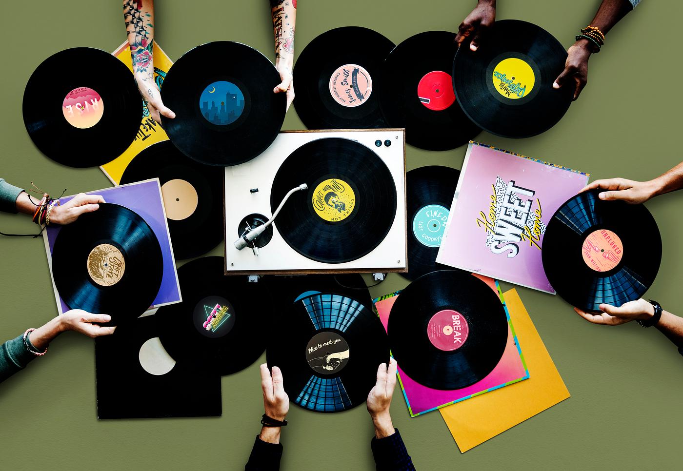 A pile of old school vinyls - aerial, albums, analog, analogue, audio, background, classic, collection, disco, disk,... A pile of old school vinyls - aerial, albums, analog, analogue, audio, background, classic, collection, disco, disk,...