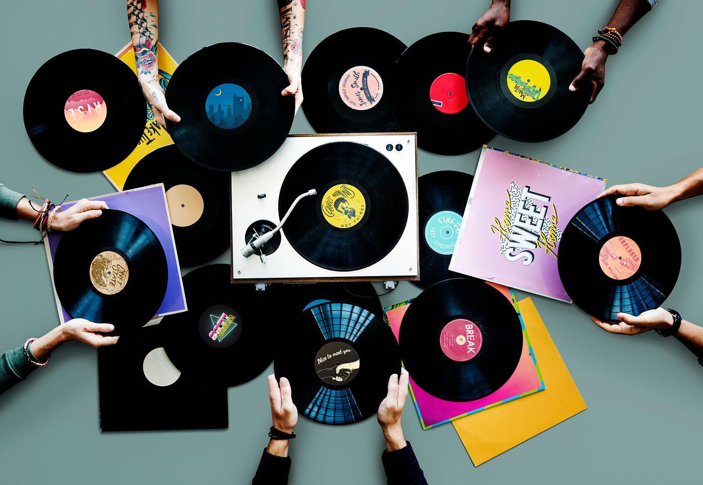 A pile of old school vinyls A pile of old school vinyls