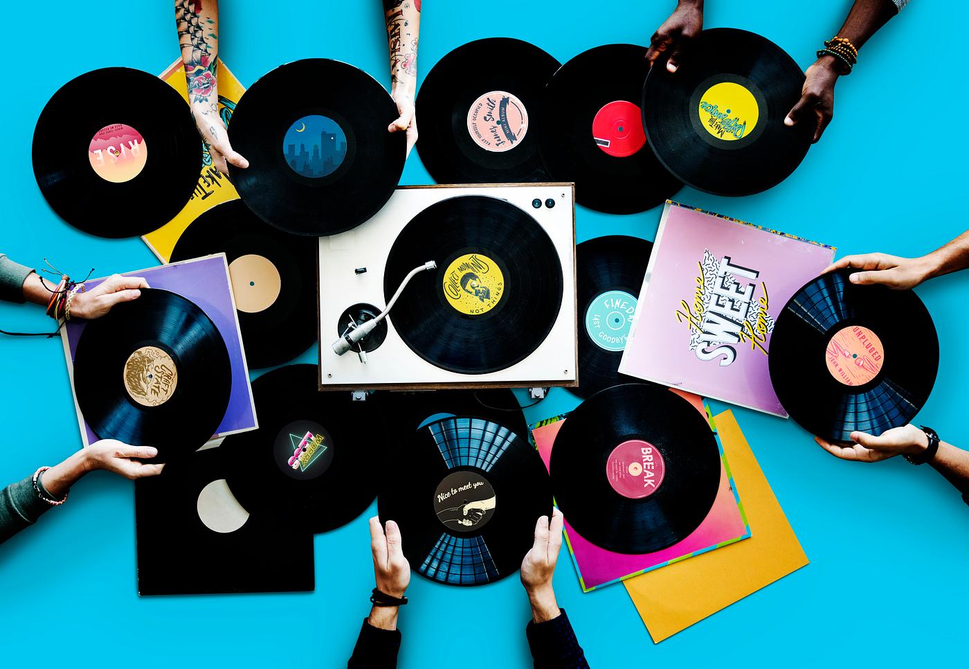 A pile of old school vinyls - aerial, albums, analog, analogue, audio, background, classic, collection, disco, disk,... A pile of old school vinyls - aerial, albums, analog, analogue, audio, background, classic, collection, disco, disk,...