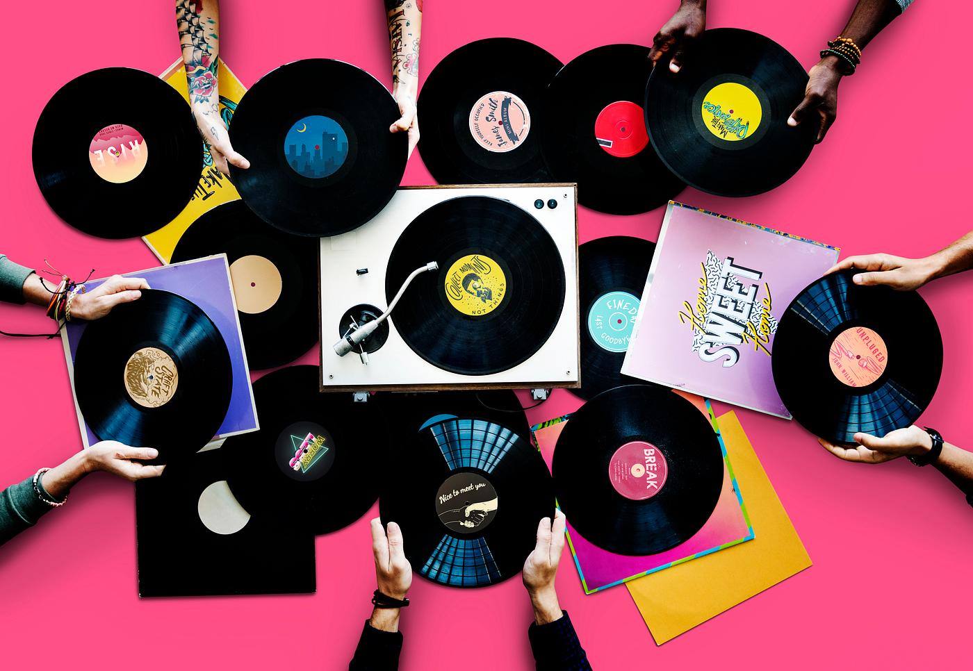 A pile of old school vinyls A pile of old school vinyls