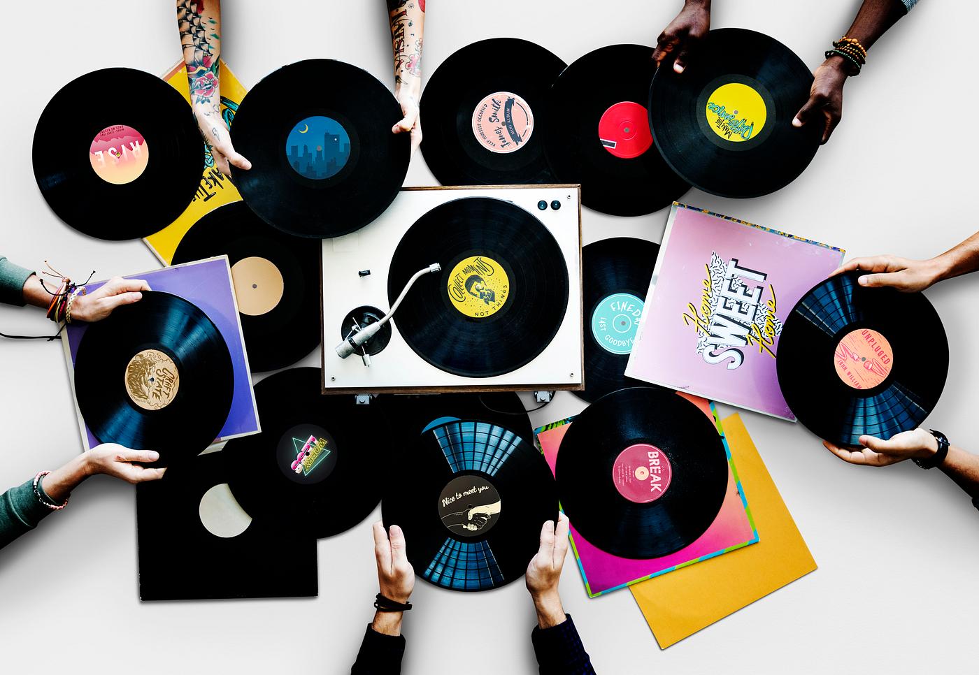 A pile of old school vinyls - aerial, albums, analog, analogue, audio, background, classic, collection, disco, disk,... A pile of old school vinyls - aerial, albums, analog, analogue, audio, background, classic, collection, disco, disk,...