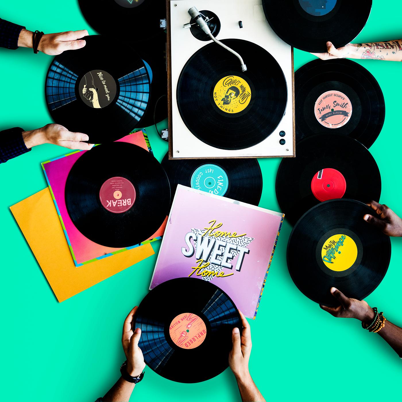 A pile of old school vinyls - aerial, albums, analog, analogue, audio, background, classic, collection, disco, disk,... A pile of old school vinyls - aerial, albums, analog, analogue, audio, background, classic, collection, disco, disk,...